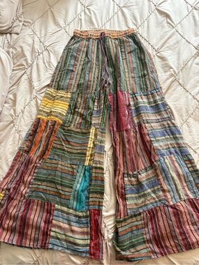 Women's Multicolor Patchwork A-Line Skirt Pants